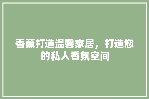 香薰打造温馨家居，打造您的私人香氛空间