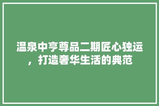 温泉中亨尊品二期匠心独运，打造奢华生活的典范