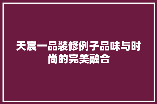 天宸一品装修例子品味与时尚的完美融合