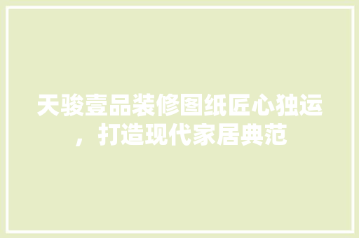天骏壹品装修图纸匠心独运，打造现代家居典范