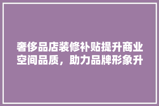 奢侈品店装修补贴提升商业空间品质，助力品牌形象升级