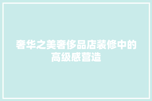 奢华之美奢侈品店装修中的高级感营造