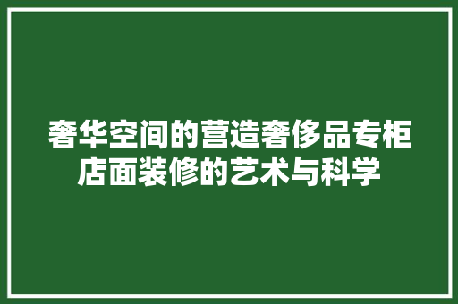 奢华空间的营造奢侈品专柜店面装修的艺术与科学