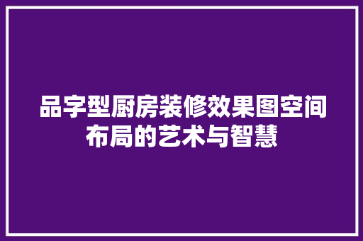 品字型厨房装修效果图空间布局的艺术与智慧