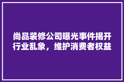 尚品装修公司曝光事件揭开行业乱象，维护消费者权益