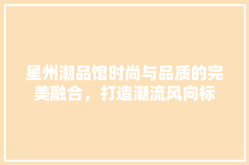 星州潮品馆时尚与品质的完美融合，打造潮流风向标