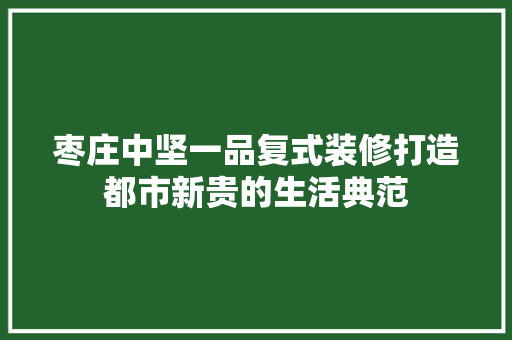 枣庄中坚一品复式装修打造都市新贵的生活典范