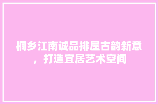 桐乡江南诚品排屋古韵新意，打造宜居艺术空间