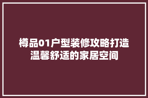 樽品01户型装修攻略打造温馨舒适的家居空间