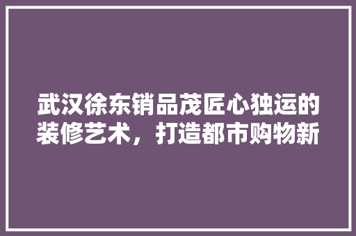 武汉徐东销品茂匠心独运的装修艺术，打造都市购物新地标