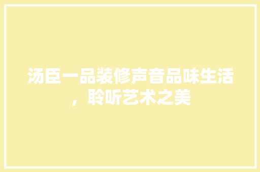 汤臣一品装修声音品味生活，聆听艺术之美