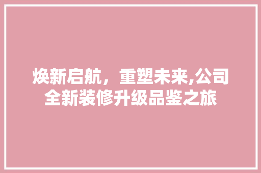 焕新启航，重塑未来,公司全新装修升级品鉴之旅