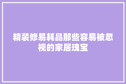 精装修易耗品那些容易被忽视的家居瑰宝