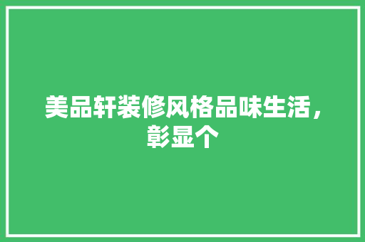美品轩装修风格品味生活，彰显个