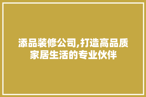 添品装修公司,打造高品质家居生活的专业伙伴