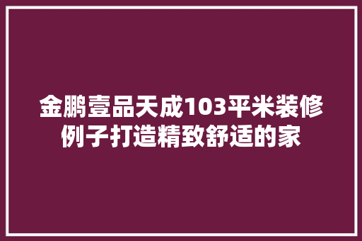 金鹏壹品天成103平米装修例子打造精致舒适的家