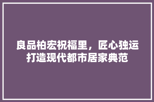 良品柏宏祝福里，匠心独运打造现代都市居家典范  第1张