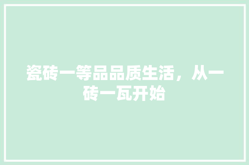 瓷砖一等品品质生活，从一砖一瓦开始