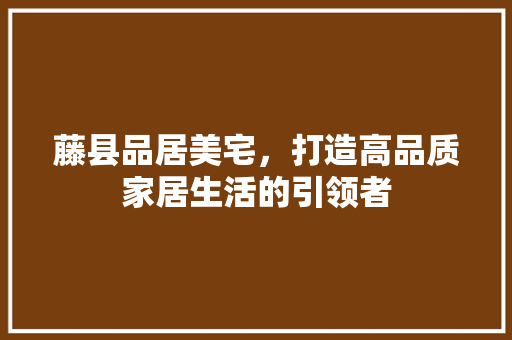 藤县品居美宅，打造高品质家居生活的引领者