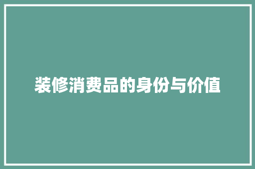 装修消费品的身份与价值
