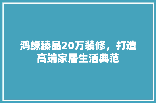 鸿缘臻品20万装修，打造高端家居生活典范