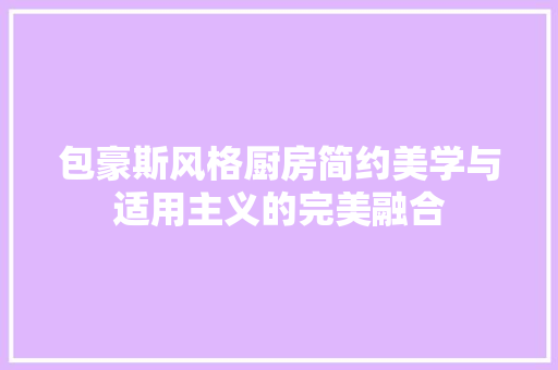 包豪斯风格厨房简约美学与适用主义的完美融合