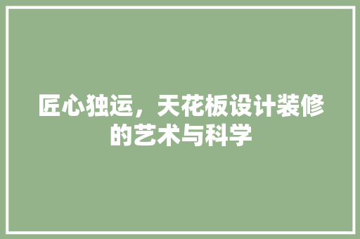 匠心独运，天花板设计装修的艺术与科学
