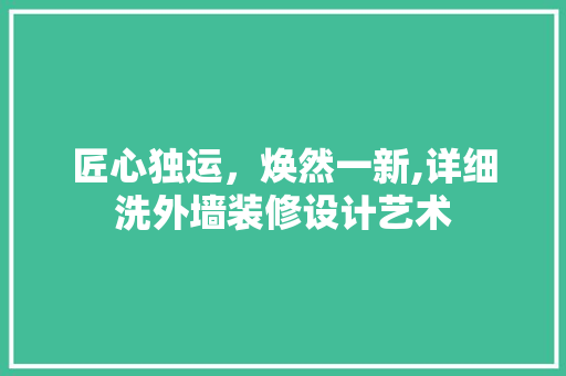 匠心独运，焕然一新,详细洗外墙装修设计艺术  第1张