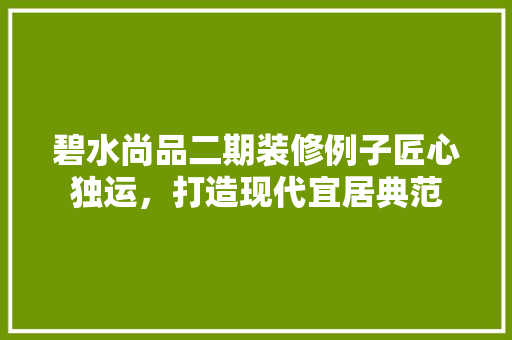碧水尚品二期装修例子匠心独运，打造现代宜居典范