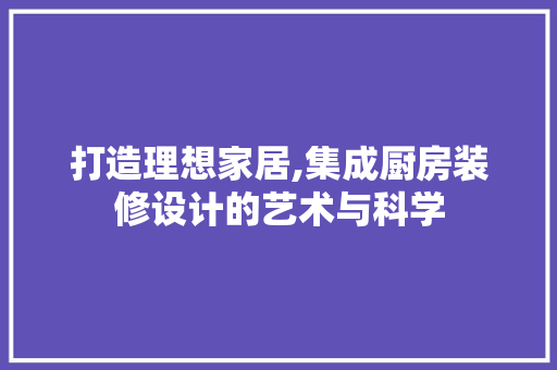打造理想家居,集成厨房装修设计的艺术与科学