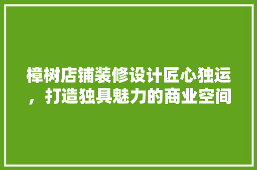 樟树店铺装修设计匠心独运，打造独具魅力的商业空间