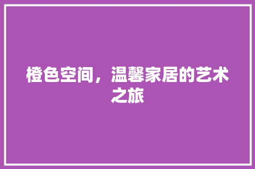 橙色空间，温馨家居的艺术之旅