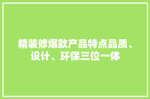 精装修爆款产品特点品质、设计、环保三位一体
