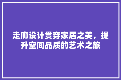 走廊设计贯穿家居之美，提升空间品质的艺术之旅