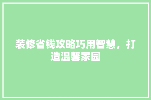装修省钱攻略巧用智慧，打造温馨家园