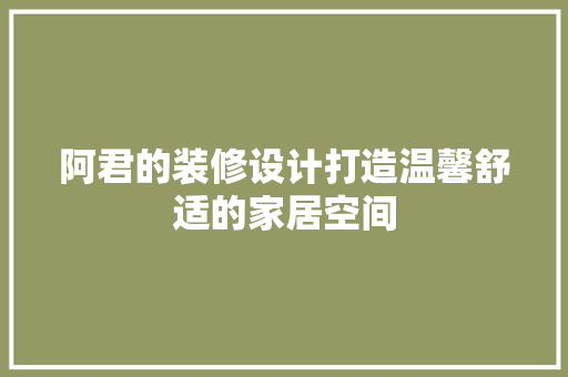 阿君的装修设计打造温馨舒适的家居空间  第1张