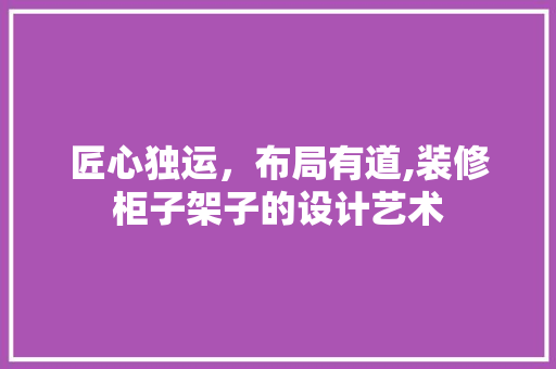 匠心独运，布局有道,装修柜子架子的设计艺术