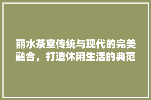 丽水茶室传统与现代的完美融合，打造休闲生活的典范