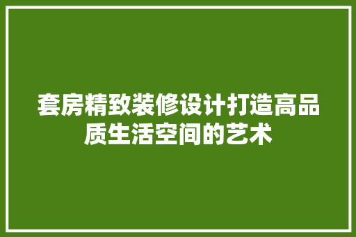 套房精致装修设计打造高品质生活空间的艺术