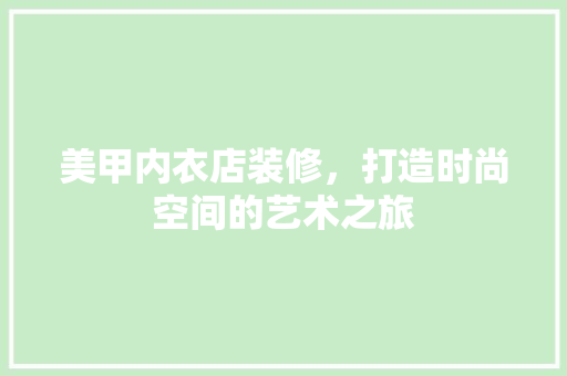 美甲内衣店装修，打造时尚空间的艺术之旅