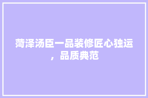 菏泽汤臣一品装修匠心独运，品质典范