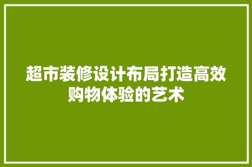超市装修设计布局打造高效购物体验的艺术