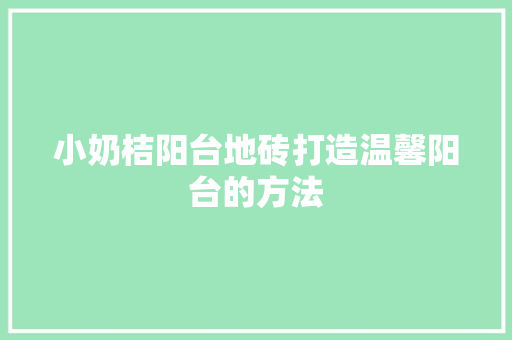 小奶桔阳台地砖打造温馨阳台的方法