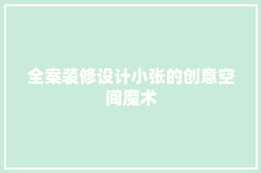 全案装修设计小张的创意空间魔术
