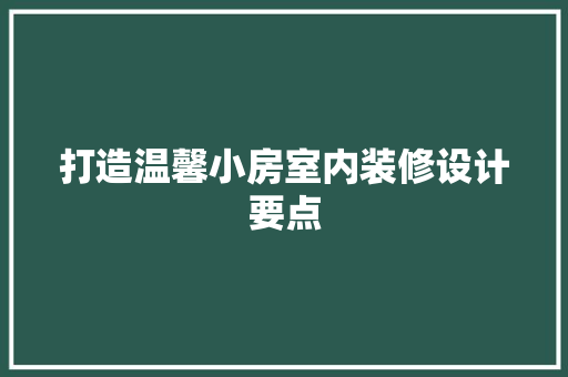 打造温馨小房室内装修设计要点