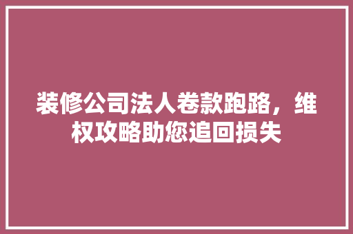 装修公司法人卷款跑路，维权攻略助您追回损失