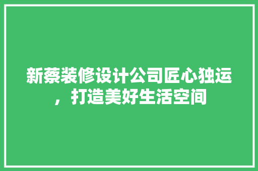 新蔡装修设计公司匠心独运，打造美好生活空间