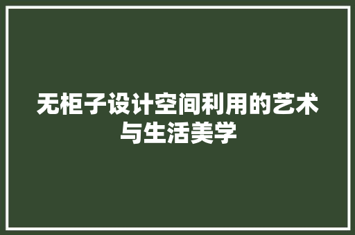 无柜子设计空间利用的艺术与生活美学