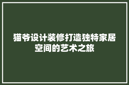 猫爷设计装修打造独特家居空间的艺术之旅