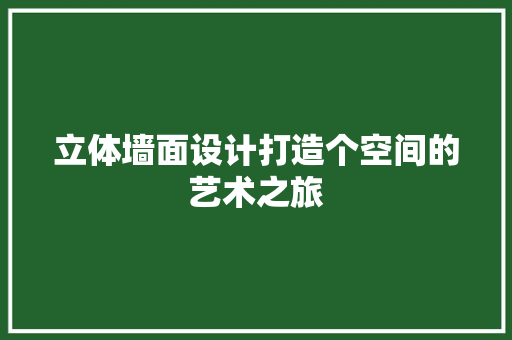 立体墙面设计打造个空间的艺术之旅